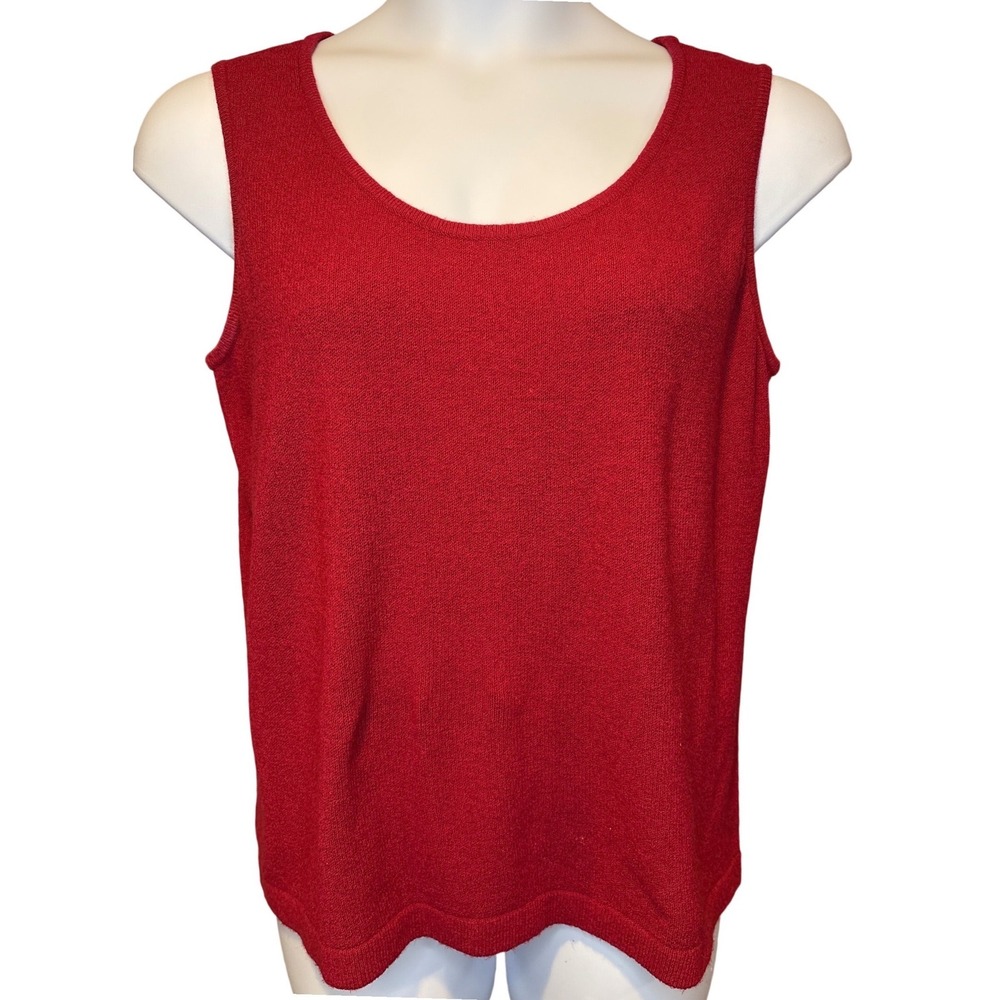 Talbots Womens Red Knit Shell Sleeveless Tank Top 1X Office Wear Basic Layering